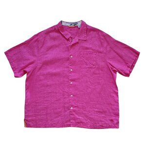 Tommy Bahama Sea Glass 2XL Men's Shirt 100% Linen Pink